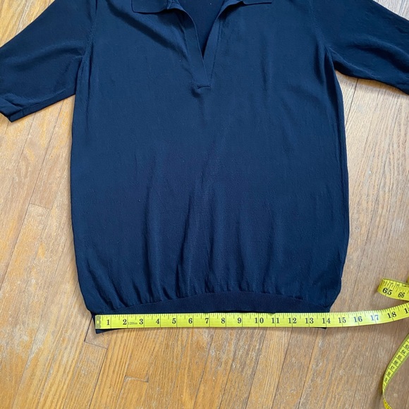 Black Jersey Collar V Neck T-shirt - Picture 9 of 10